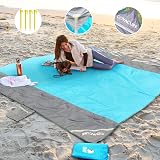 COVACURE Beach Blanket 210x200cm with Zipper Pockets - Sandproof & Waterproof view 1