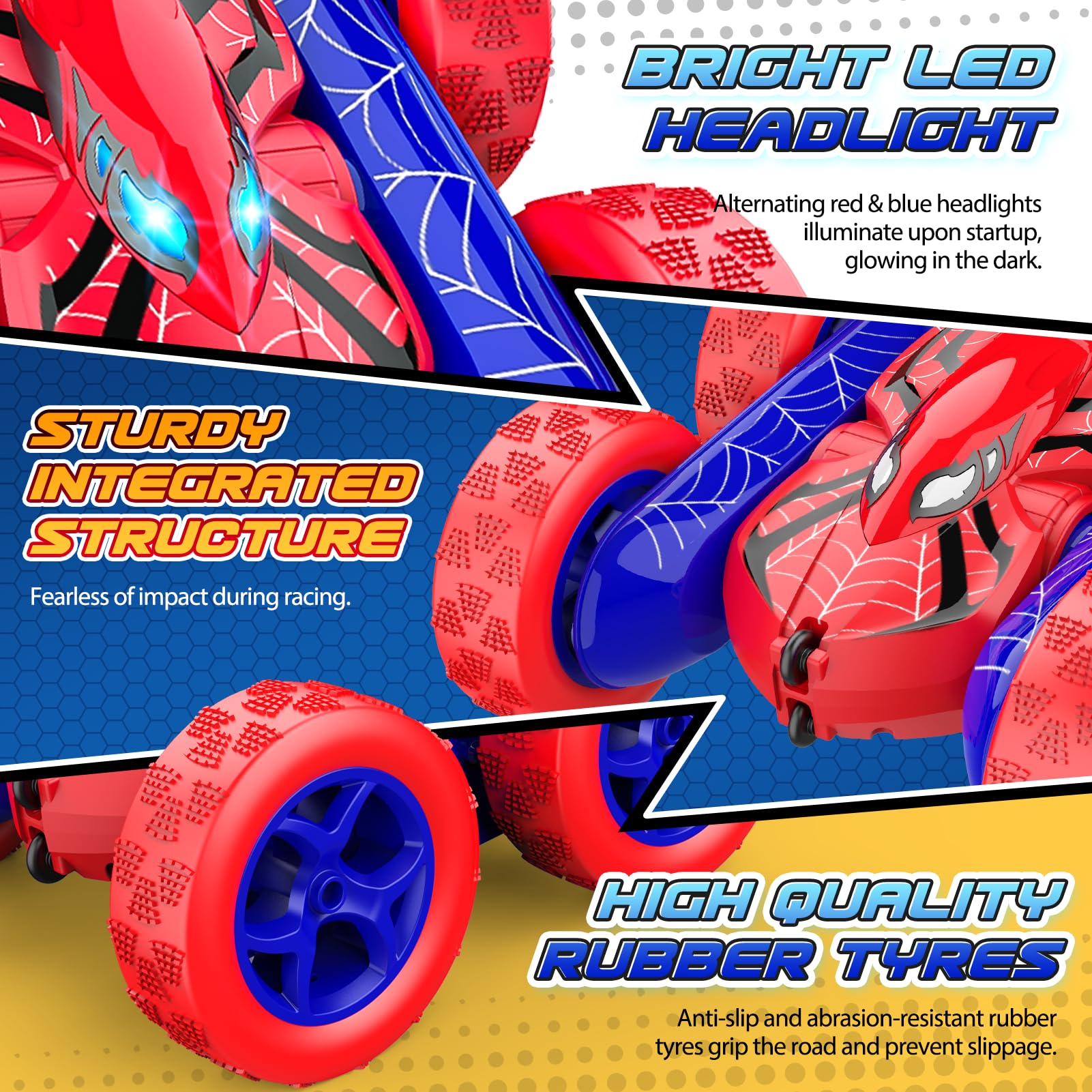 Remote Control Car,RC Cars Boys Toys for 3 4 5 6 7 8 9 10 11 12 Year Old Boy Double Sided 360°Flip 4WD Rechargeable Drift RC Race Car Birthday Gifts Christmas Basket Stuffers for Kids Age 3-12