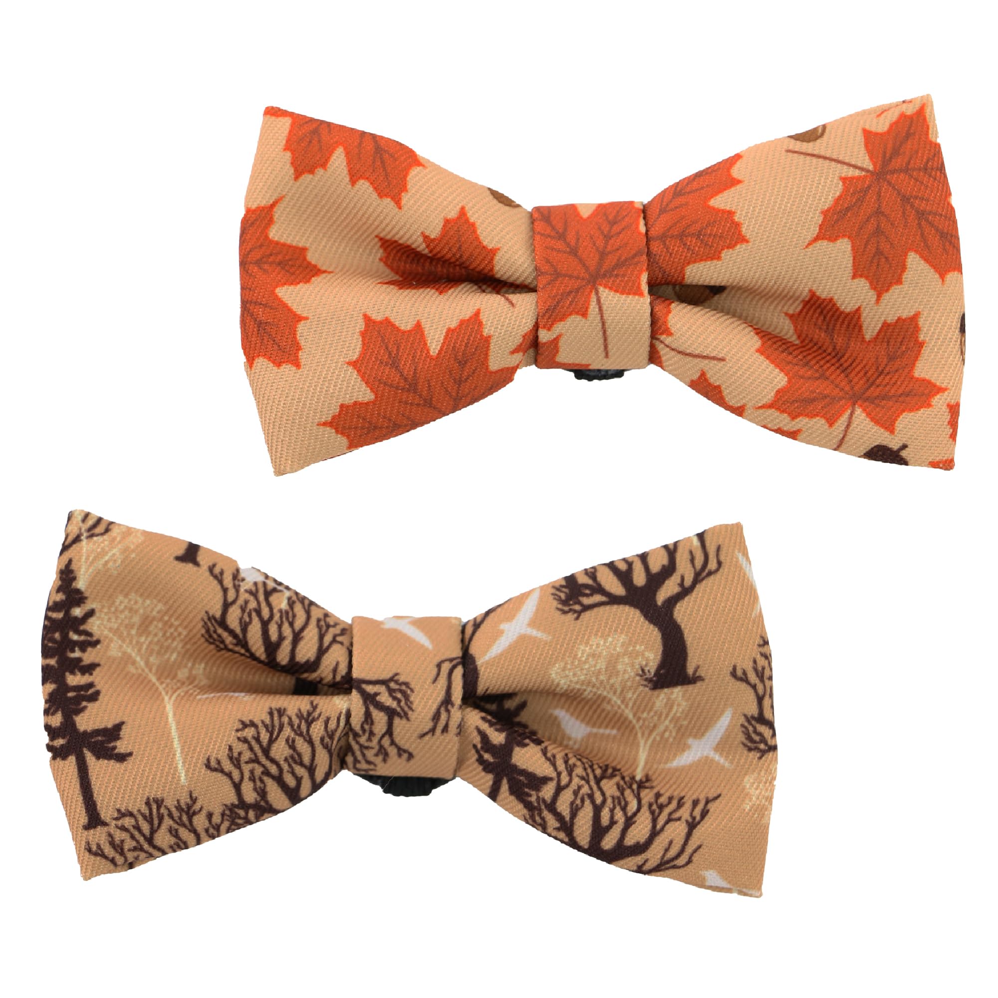Ancol Dog Bow Tie - Comfortable 100% Recycled Fabric Clothing Pet Accessory, Puppy Tuxedo Fancy Dressing - Maple Leaf/Woodland Patterned