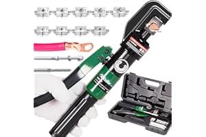 UTZIKO Hydraulic Cable Lug Crimper 10 US TON 12 AWG to 00 (2/0) Electrical Terminal Cable Wire Tool Kit with 9 Die (12awg~00awg Crimping Tool)