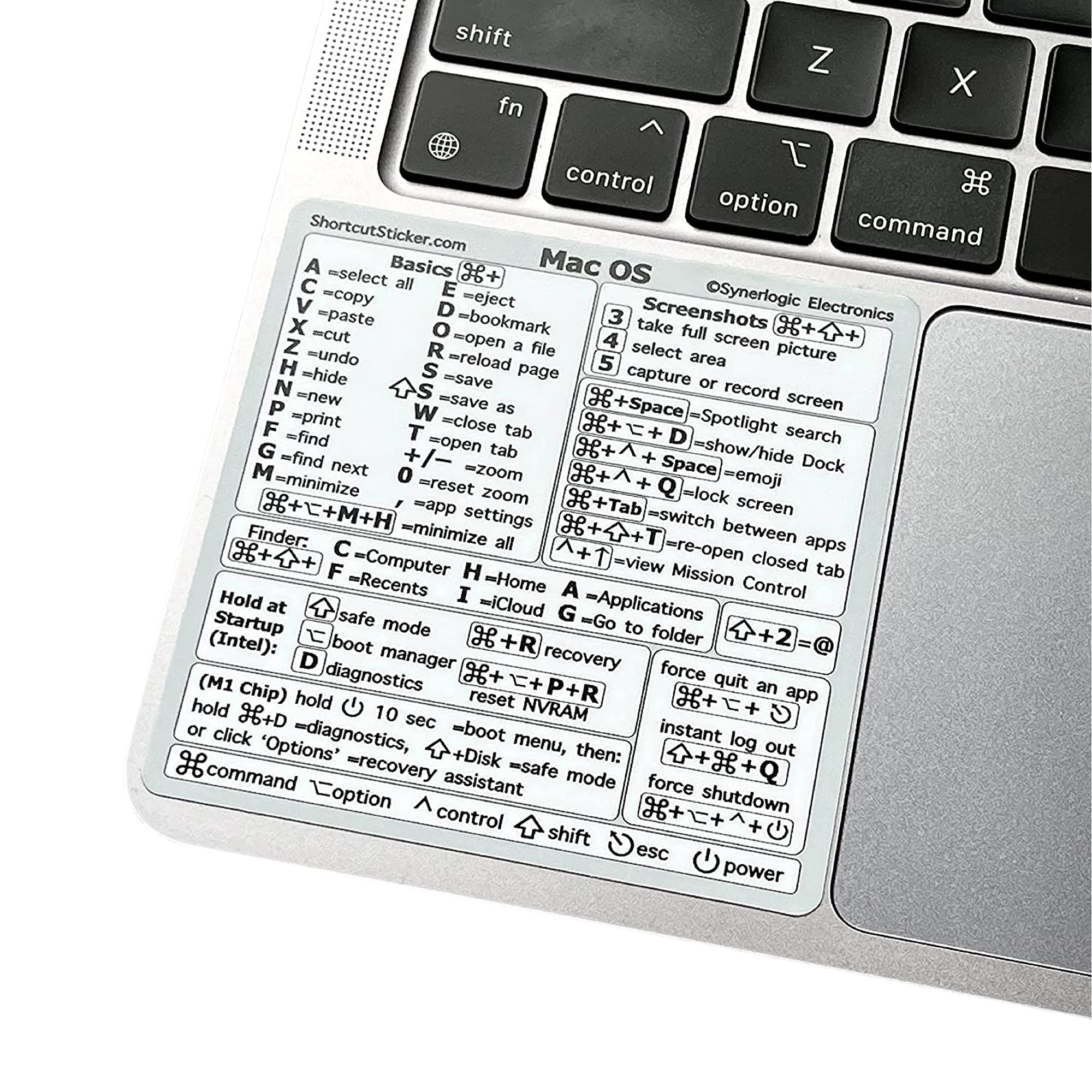 Synerlogic (1000pcs) Mac OS Shortcuts Sticker | Keyboard Stickers for macOS | No-Residue Laminated Vinyl MacBook Cheatsheet for Laptop | MacBook Shortcuts 2025 (White/1000pk) Image Synerlogic (1000pcs) Mac OS Shortcuts Sticker | Keyboard Stickers for macOS | No-Residue Laminated Vinyl MacBook Cheatsheet for Laptop | MacBook Shortcuts 2025 (White/1000pk) Image