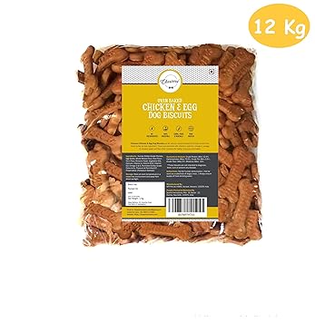 Chewers Oven Baked Real Chicken & Egg Dog Biscuits, Chicken Flavour, Dog Treat 1 Kg (Pack of 12)