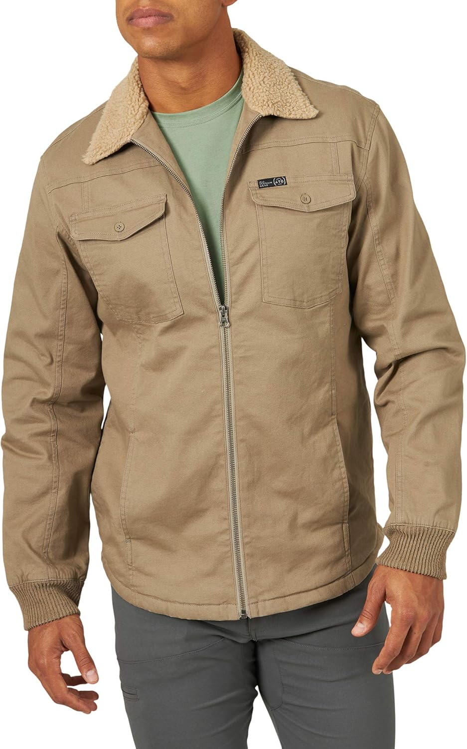 ATG by Wrangler Men's Sherpa Lined Canvas Jacket, Fallen Rock, US Large