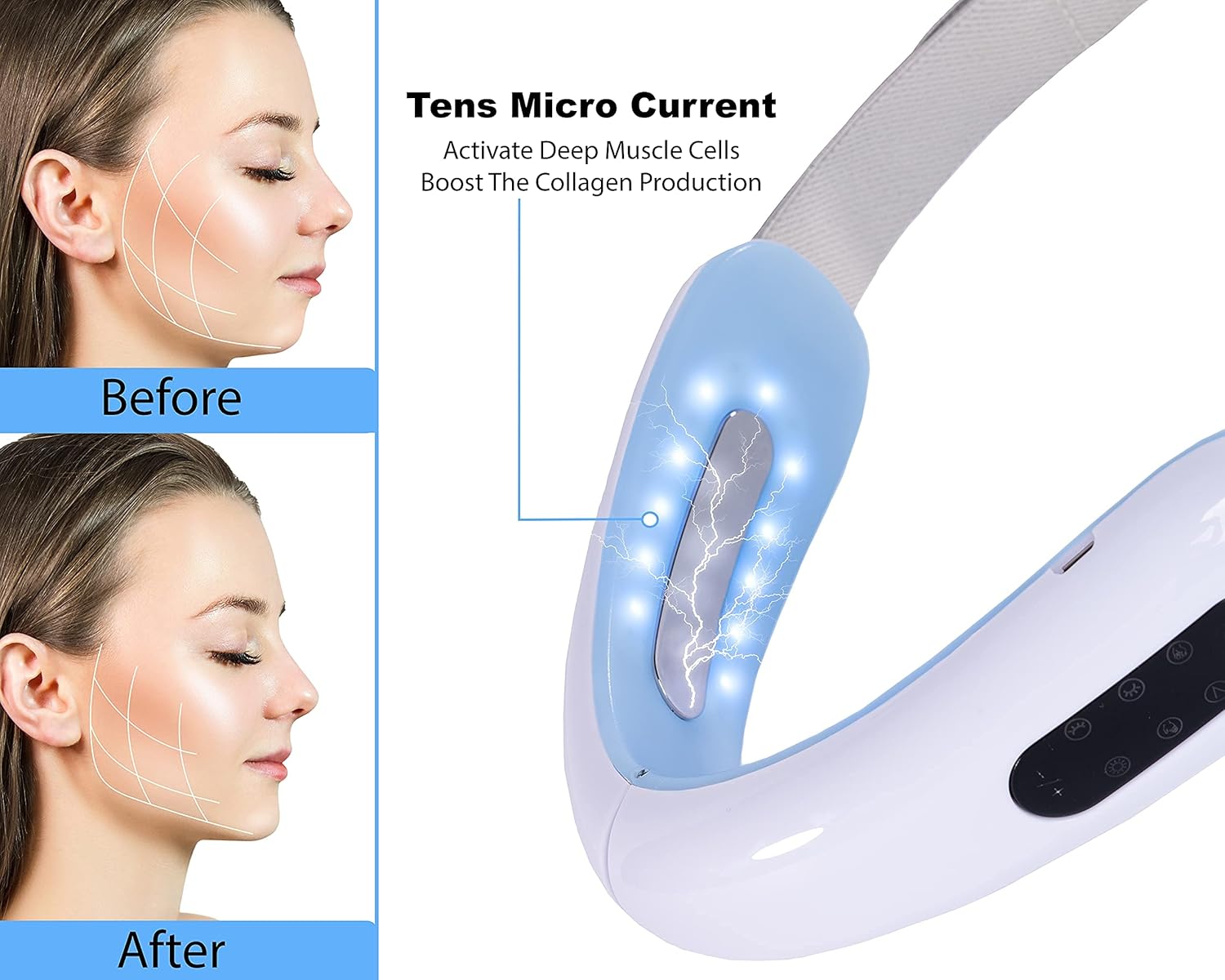 2 In 1 Electric V-Face Shaping Massager, 6 Types of Massage Modes Intelligent Face-Lifting Instrument, Face Slimming Machine.: Beauty