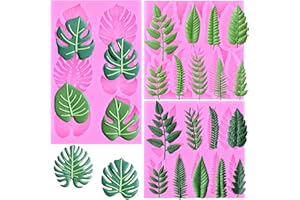 Mujiang Leaf Silicone Mold Tropical Leaf Fondant Mold Monstera Leaves Chocolate Molds Fern Leaves Candy Molds for Sugar Craft