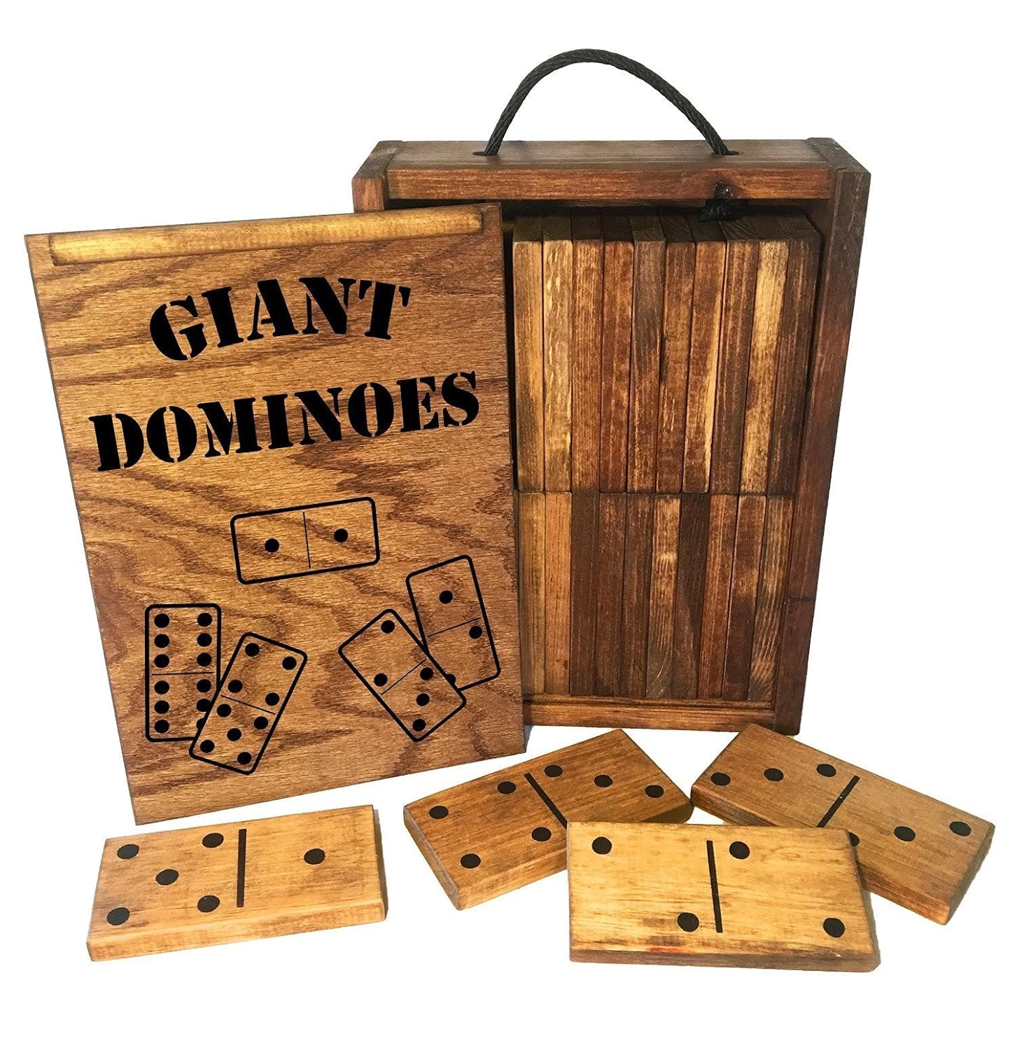 Giant Yard Dominoes with Custom Wood Storage Box 28 Solid