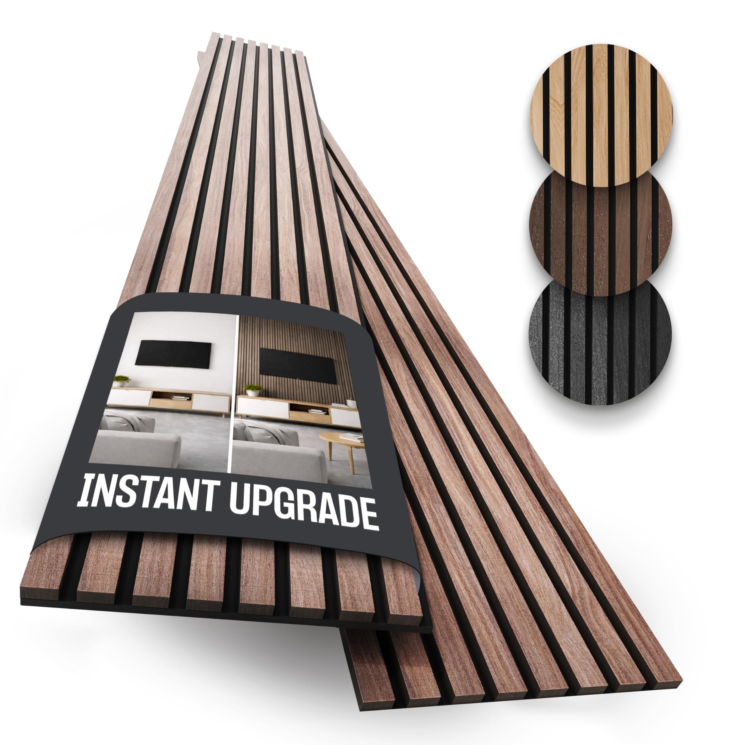 Photo 1 of 2-Pack Acoustic Wood Slat Panels - Soundproof Wall Paneling for Interior Decor