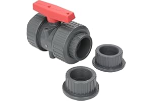 Hayward TBB1020CPEG 2-Inch Gray PVC TBB Series True Union Ball Valve with EPDM O-rings and Socket/Threaded End Connection