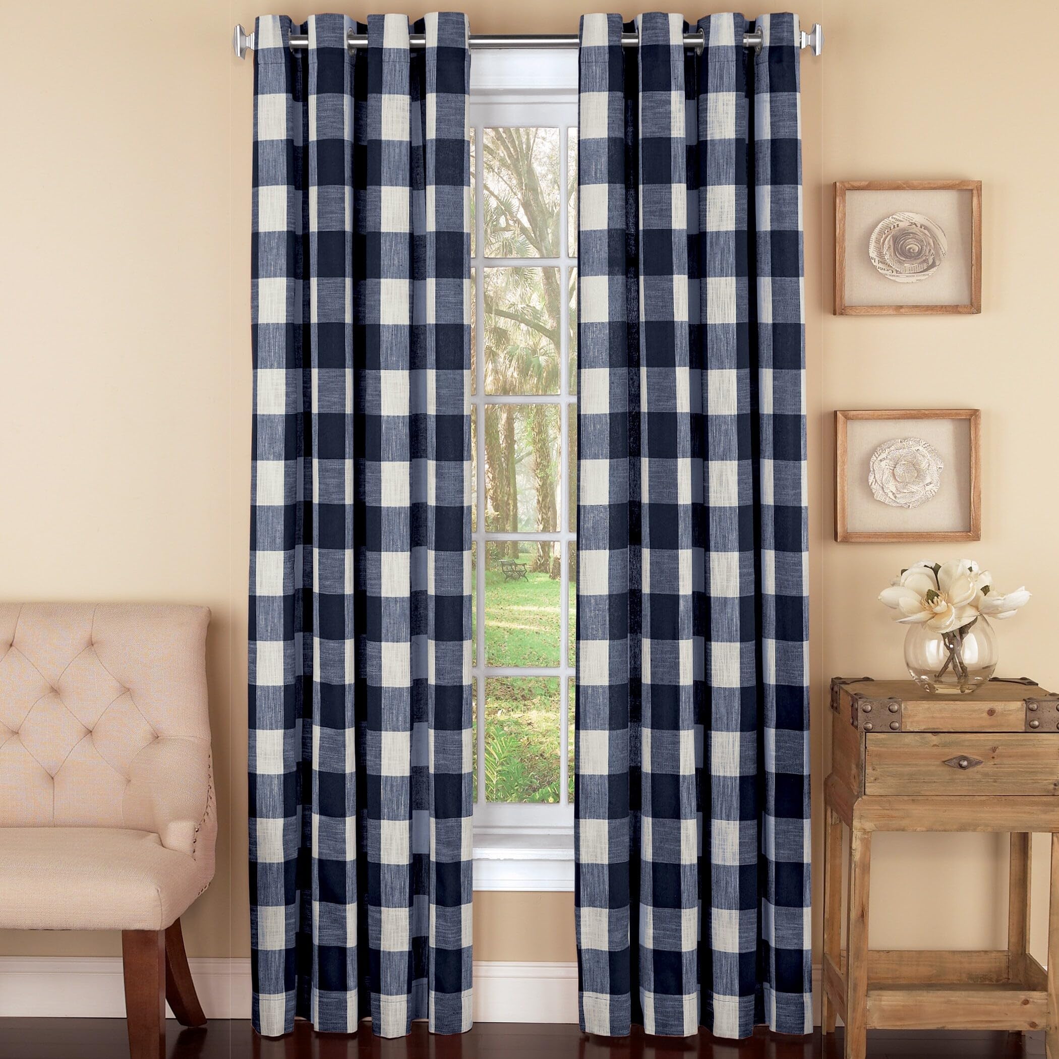 Lorraine Home Fashions 09570-84-00220 NAVY Courtyard Grommet Window Curtain Panel, Navy, 53" X 84"