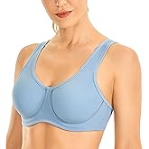 SYROKAN Women's Max Control Underwire Sports Bra High Impact Plus Size with Adjustable Straps Unlined Bra