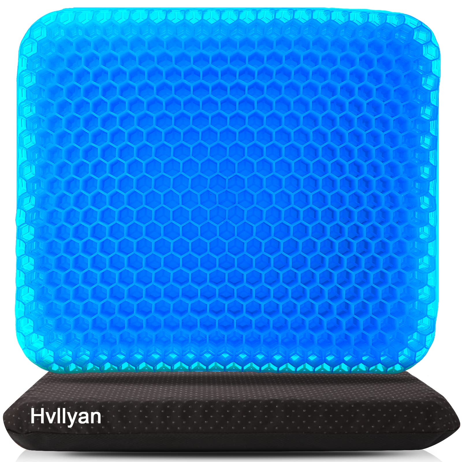 Photo 1 of Hvllyan Gel Seat Cushion for Long Sitting (Thick & Extra Large), Gel Cushion for Wheelchair Soft, Gel Chair Cushion, Gel Car Seat Cushion Breathable, Gel Seat Cushion for Office Chair for Hip Pain