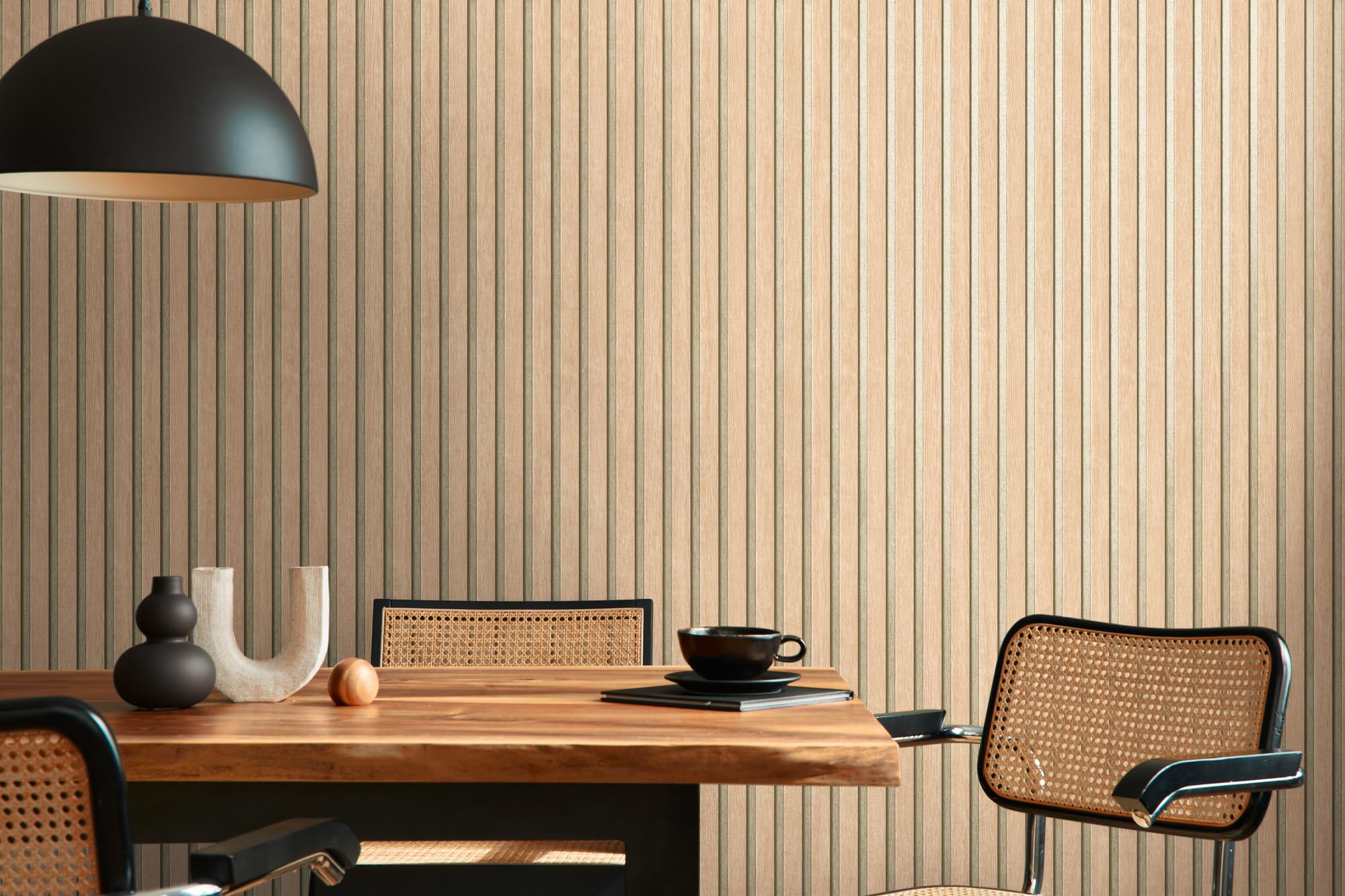 A.S. Création Non-Woven Wallpaper with Wood Panel Design in Brown, Metallic – Scandinavian Wallpaper in Wood Look 10,05 m x 0,53 m Metallic – 786651