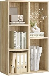 VASAGLE Oak Bookcase 5 Compartments Standing Shelf LBC25NL Living Room Office