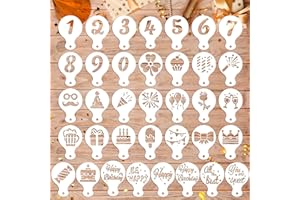 36pcs Cookie Stencils, 36 Styles Cookie Decorating Stencils Reusable Happy Birthday Cake Stencil Templates for Cookies Baking