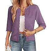 GRACE KARIN Womens 3/4 Sleeve Cardigan Sweater, Lightweight Cropped Cardigan Trendy, Dressy Casual Crochet Bolero Shrugs