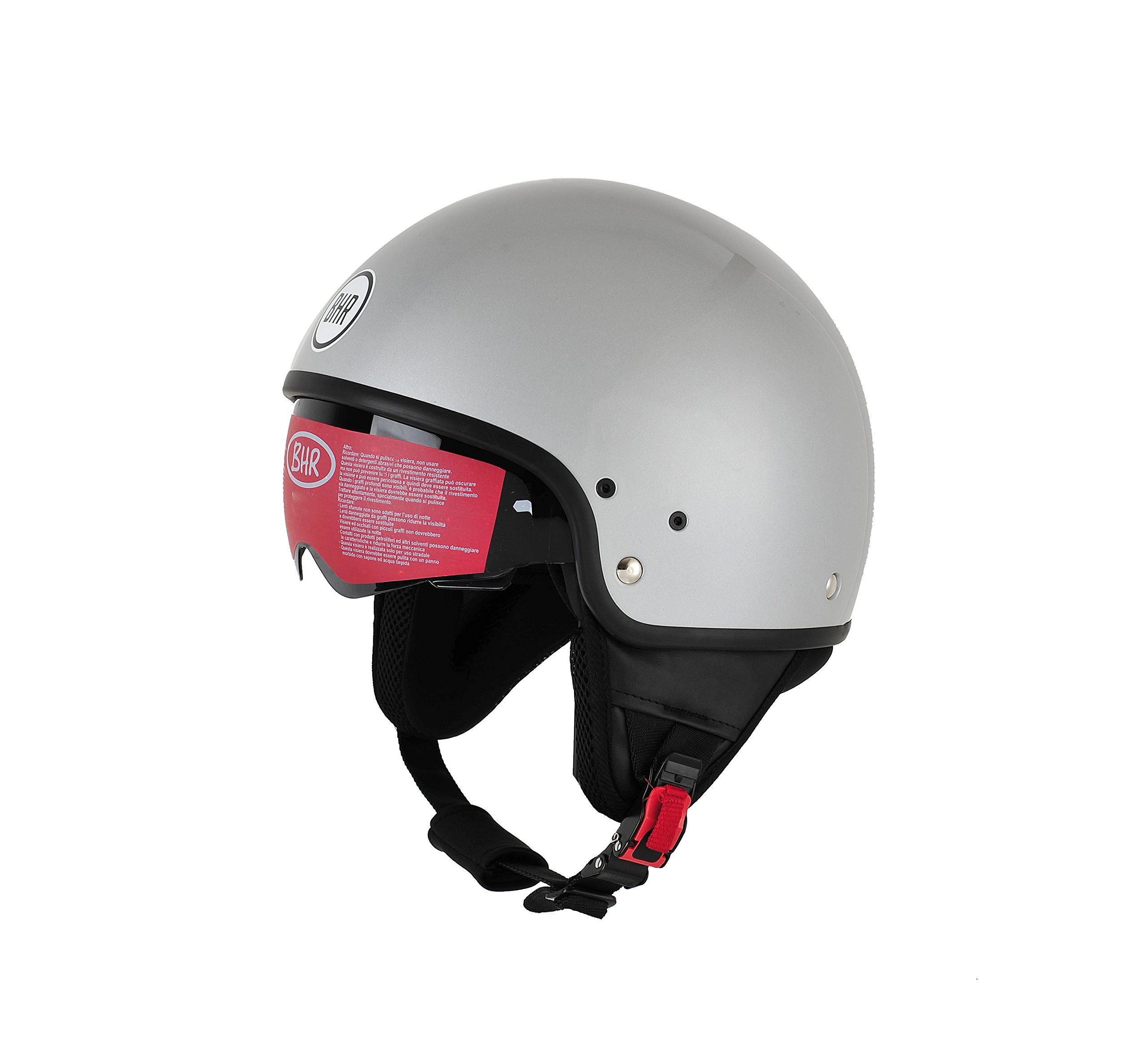 BHR 94164 Demi-Jet Helmet Model 802 With Hidden Visor, Silver, M (57 cm)