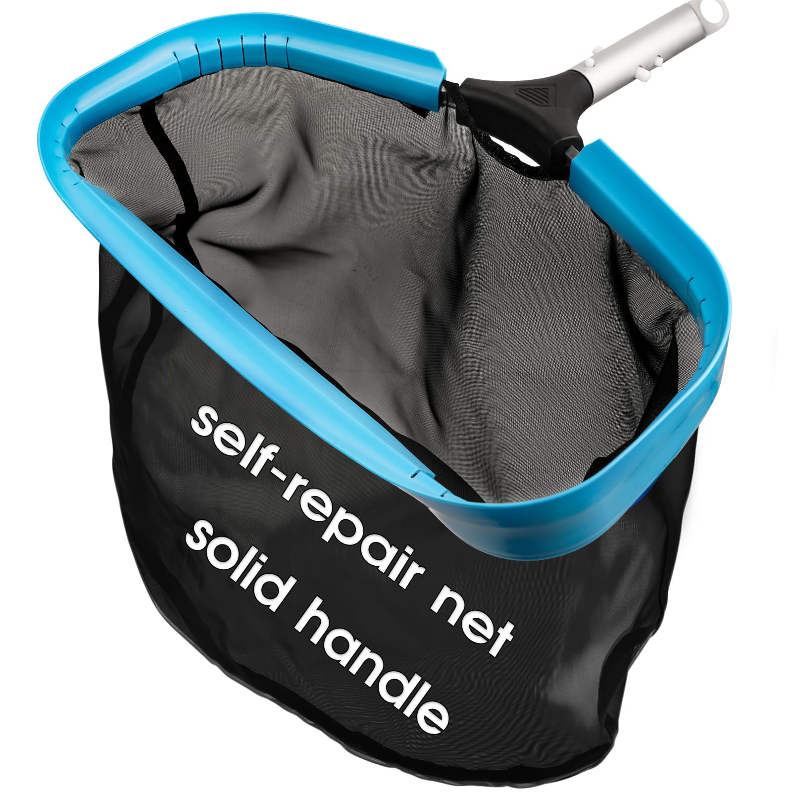 Photo 1 of Self-Repair Heavy Duty Pool Net, Upgrade Reinforced Handle, Pool Cleaning Skimmer Net with Nylon Fine Mesh Net, Thick Aluminum Frame, Deep Trash Bag for Above Ground & Inground Pools
