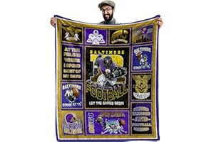 CusFuk Baltimore Football Fans Plush Throw Sherpa Throw Blanket, Football Style Travel Blanket，Gifts for Men Women Boys Kids Fans Football Lovers 50" X 60"