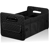 Car Trunk Organizer for SUV, Collapsible Car Storage Organizer Large Black | Sturdy, Strong Capacity, Diamond Decor, Multi Compartment Container Box Adjustable Car Accessories for Sedan Truck