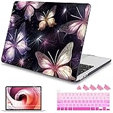 Mektron Designed Case for MacBook Pro 16 Inch A2141 Cover 2019 Release 16" with Liquid Retina Display/Touch ID, Plastic Hard Shell with Keyboard Skin & Screen Protector, Glittering Butterfly