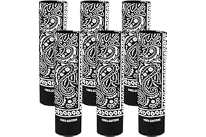 BOUBONI 6 Pack 100% Cotton Bandana Paisley Bandanas Head Ccarf Headband Neckerchief Scarf Handkerchief for Women Men