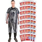 40 Pack Disposable Rain Ponchos for Adults Disposable Ponchos Pack with Drawstring Hood Elastic Sleeves Raincoat for Camping