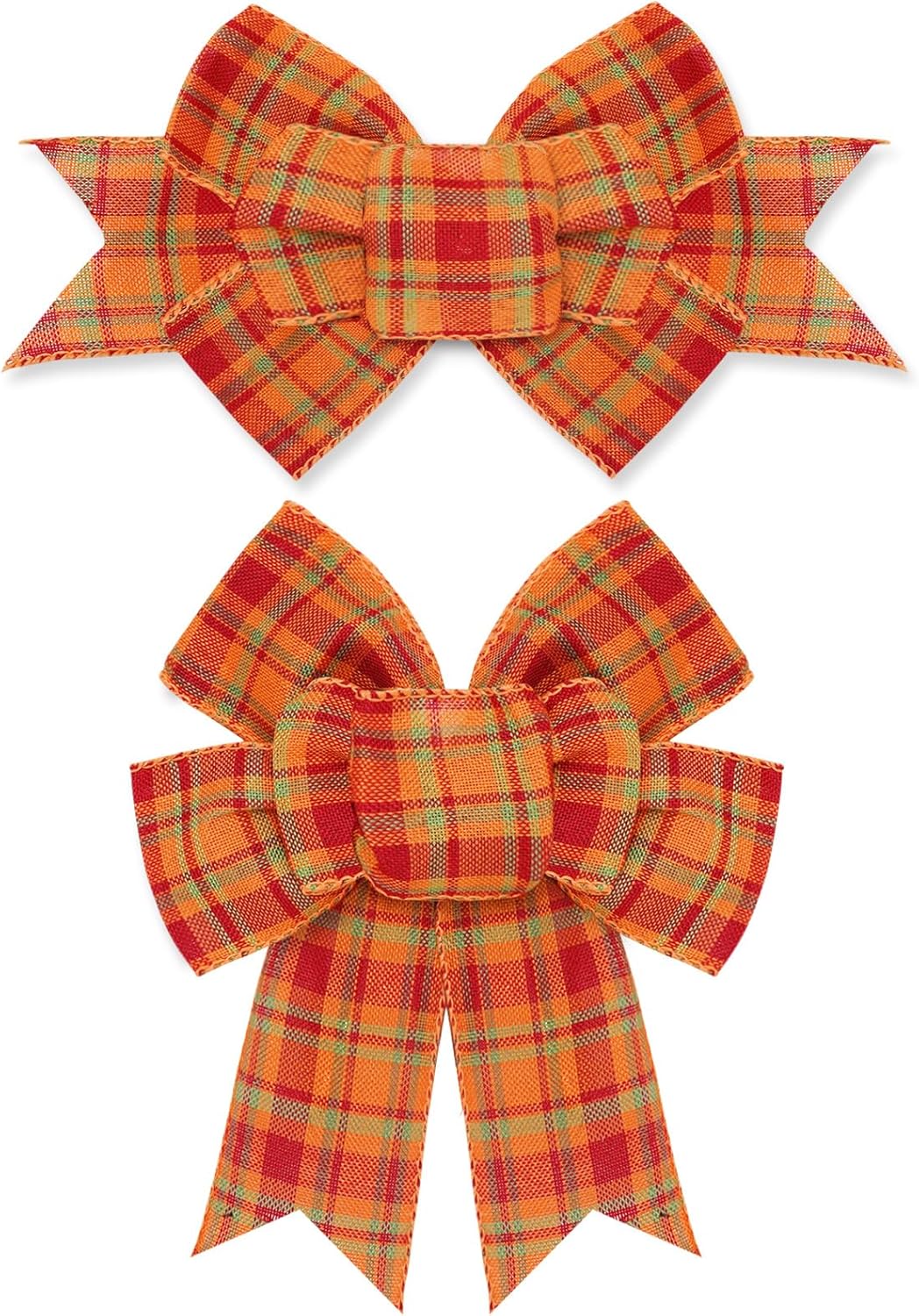 Bows & Ribbons - Whaline 2 Pack Fall Wreath Bow Thanksgiving Buffalo Plaid Burlap Bow Autumn Decorative Tree Topper Ornaments Gift Bow for Fall Harvest Party Supplies Indoor Outdoor Home Decor, 5.9 x 11.8 Inch