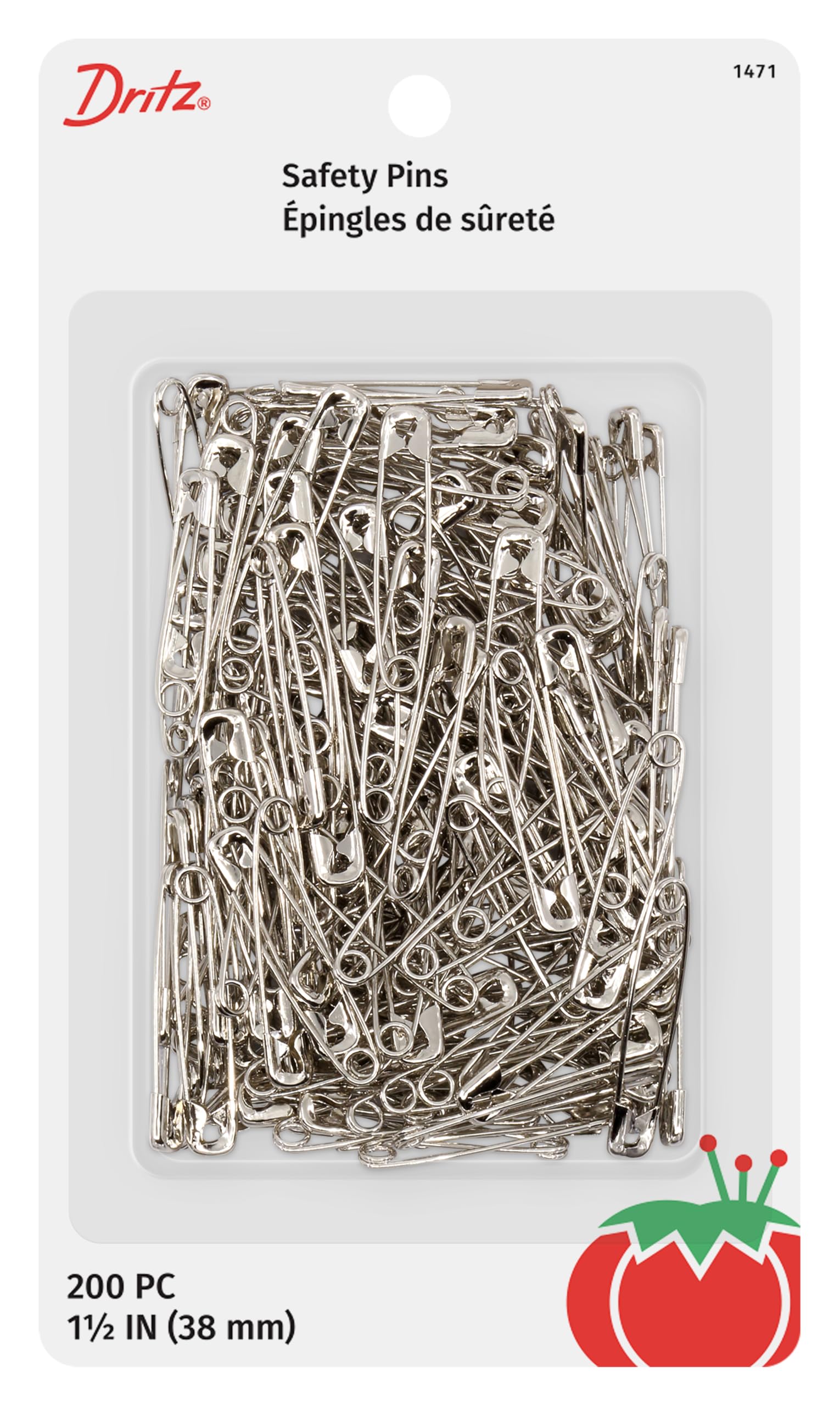 Dritz Safety Pins-Size 2 200/Pkg, Alloy Steel, Silver, 200-pack
