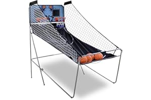 BBBuy Foldable Indoor Basketball Arcade Game Set Double Shot 2 Player Basketball Hoop Machine w/ 4 Balls Electronic LED Scoreboard Inflation Pump for Children Kids Family Games