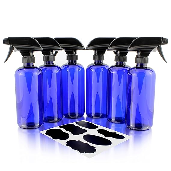 16oz Cobalt Blue PLASTIC Spray Bottles w/Heavy Duty Mist