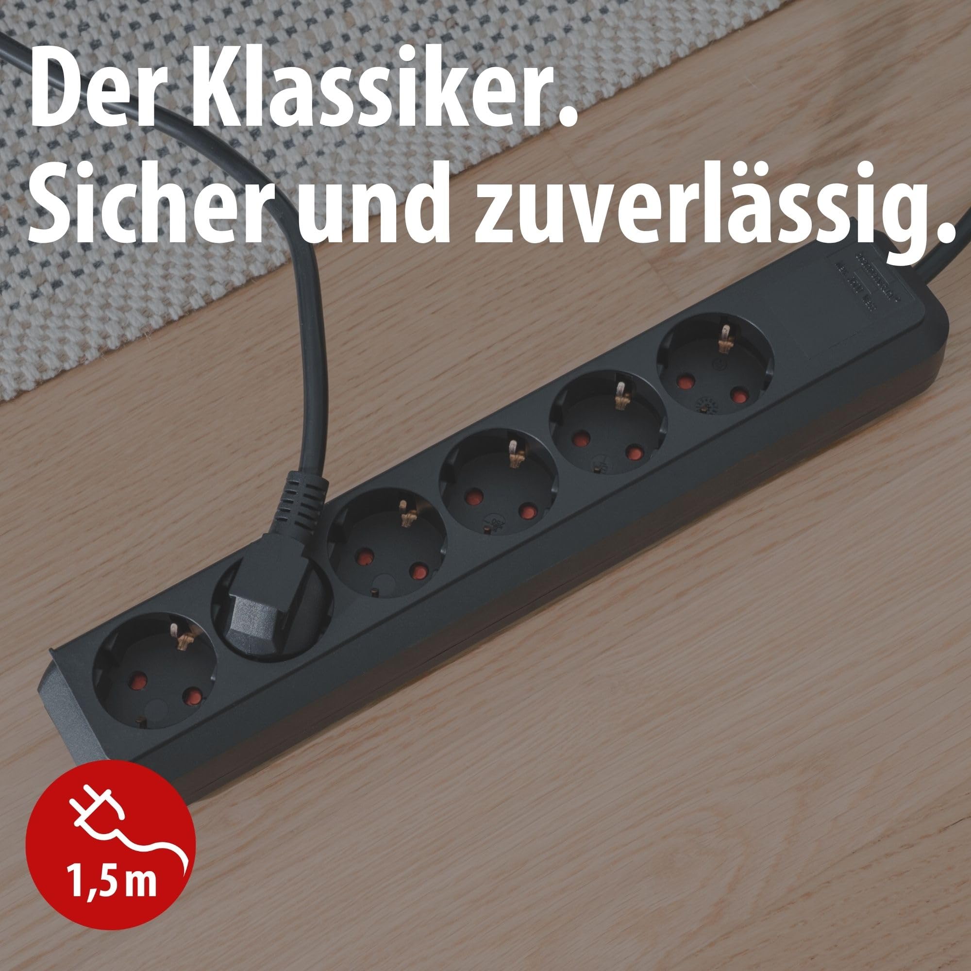 Brennenstuhl Eco-Line Steckdosenleiste 6-Fach (Mehrfachsteckdose mit erhöhtem Berührungsschutz und 1,5m Kabel) schwarz 2