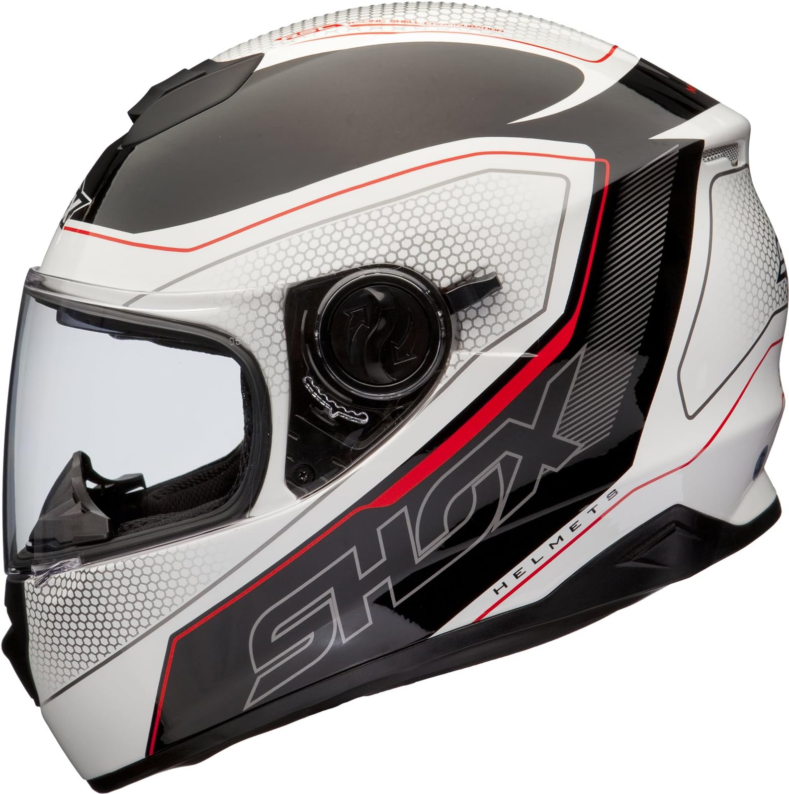 ShoxAssault Tracer Motorcycle Helmet XS White/Black/Red