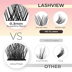 LASHVIEW Cluster Lashes 182pcs COMFYLASH D Curl