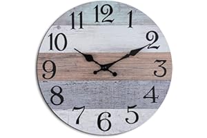 KECYET Wall Clock 10 Inch Silent Non Ticking Wall Clocks Battery Operated,Rustic Vintage Clock for Bathroom Kitchen Bedroom Office Living Room(Grey)