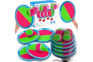 Toss and Catch Ball Game Outdoor Toys for Kids Ages 3+, Ball Catch Games with Paddles and Sticky Balls, Yard Games Beach Toys