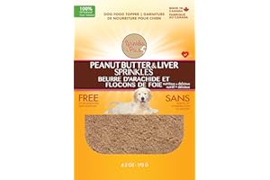 Sprinkles & Paws Peanut Butter and Liver Sprinkles Dog Food Topper for Dogs | Made in Canada with Beef Liver Powder | Add to 