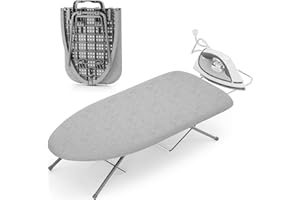 KINGBOARD Tabletop Ironing Board, Small Ironing Boards with Iron Rest, Folding Iron Board, Extra Thick Cover, Portable Tabletop Ironing Board with Non-Slip Feet, 30x12 Grey