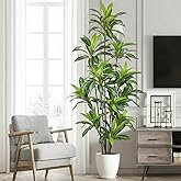 Artificial Dracaena Tree 8FT - Large Faux Plant Indoor Tree with 243 Leaves & 12 Heads, 96" Tall Fake Tropical Plant Potted Artificial Floor Plant Trees for Home Living Room Porch Office Decor