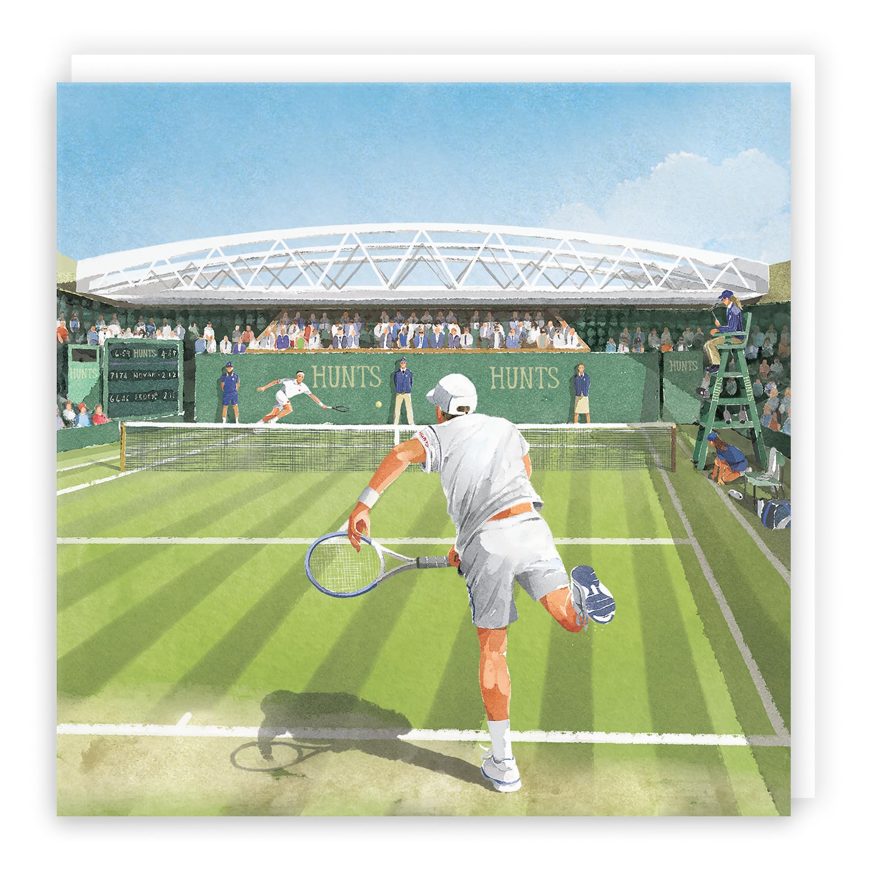 Hunts England - Tennis Blank Card For Him - Milo's Gallery - Tennis Any Occasion Card - Blank Any Occasion Card - All Occasions Card For Tennis Player/Fan - For Men - Fun Card