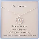 Burning Love Bonus Sister Gifts Sterling Silver Round Circle Necklace for Unbiological Sister in Law Necklace Birthday Gifts for Women Christmas Holiday Jewelry