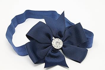 Bleu Marine Nœud Avec Strass Sur Bebe Fille Bandeau Cheveux Elastique En Nylon Band Fabriquee A La Main Amazon Fr Beaute Et Parfum