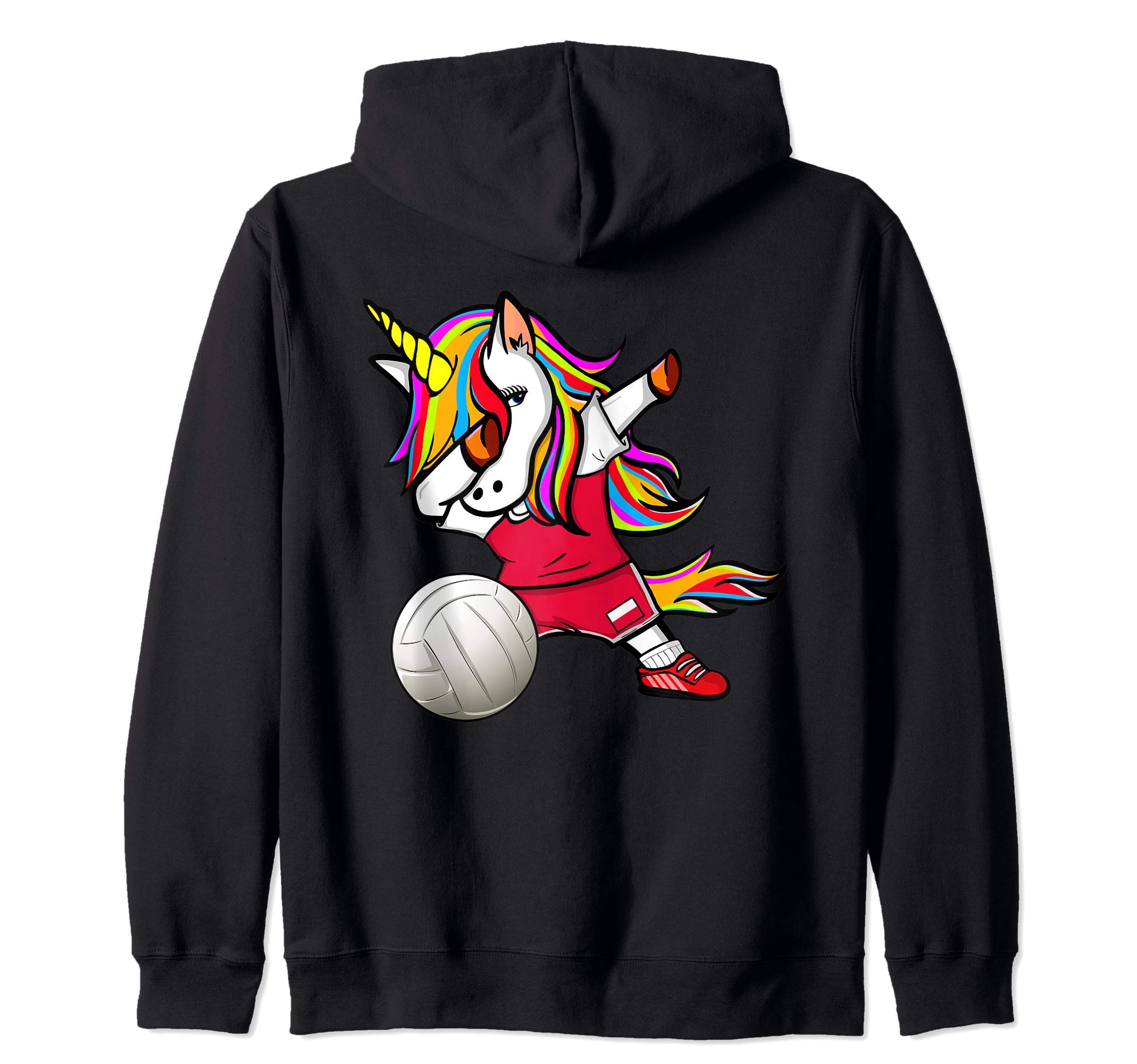 Dabbing Unicorn Poland Volleyball Fans Jersey - Polish Flag Zip Hoodie