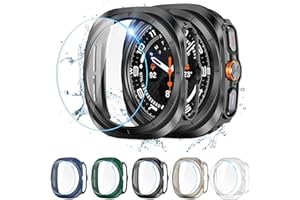 KIMILAR [5+5 Pack] Galaxy Watch 7 Ultra Screen Protector Case 47mm, Anti-Fog Tempered Glass Screen Protective Film Plus Hard PC Protective Bumper Compatible with Samsung Galaxy Watch Ultra 47mm
