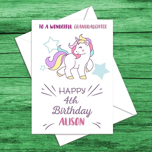 Personalised Girls Unicorn Birthday Card Sister Granddaughter