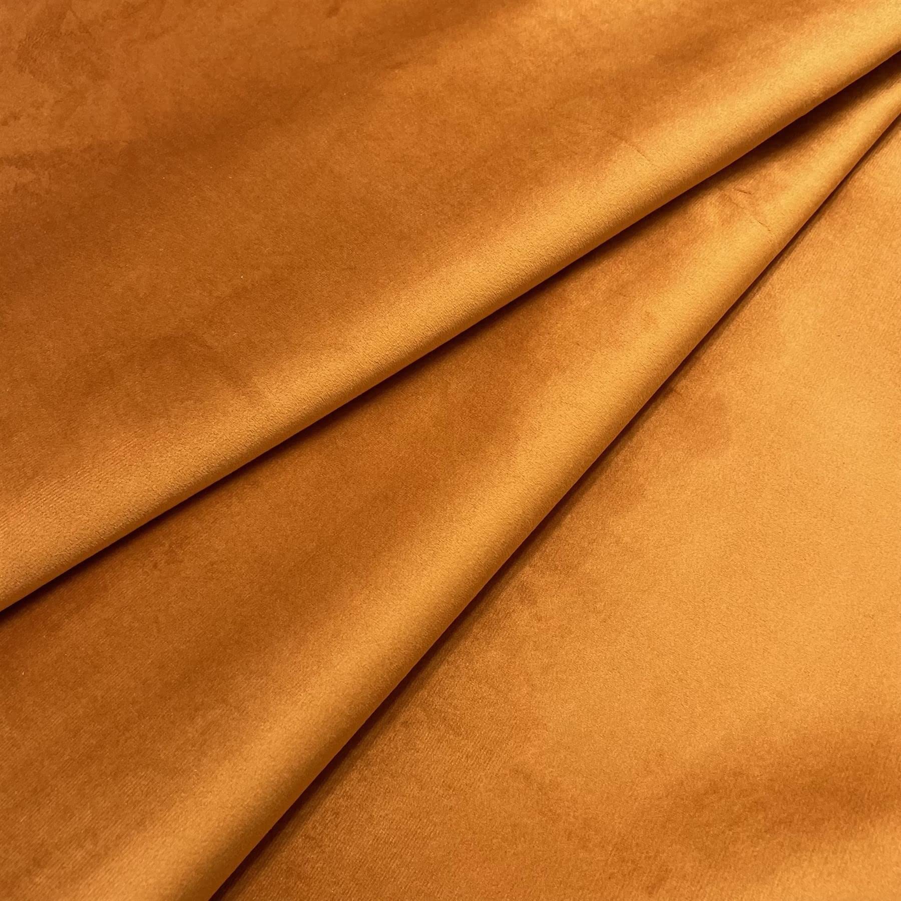 Regents Lux Soft Touch Plain Velvet Fire Retardant Plush Low Velour Cushion Sofa Upholstery Fabric Sold by The Metre - Orange - 3 Metres