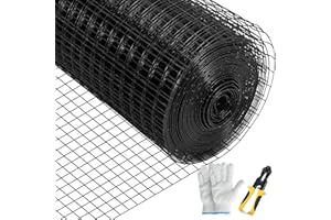 VEVOR Hardware Cloth, 36" x 50' & 1"x1" Mesh Size, Galvanized Steel Vinyl Coated 16 Gauge Welded Wire, w/A Cutting Plier & A Pair of Fabric Gloves, for Garden Fencing & Pet Enclosures, Black