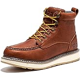 ROCKROOSTER Walker Waterproof Work Boots for Men, 6" Soft Toe Comfortable Boot, Rubber Wedge Sole Shoes, Arch Support Anti-Fatigue Boot, Leather Insulated Safety Boots, Electric Hazard SAP360II