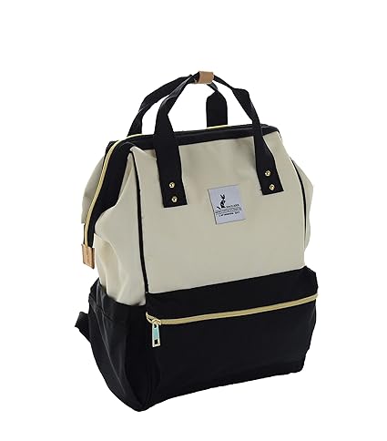 SYGA Diaper Bag Mother Bag Multi-Function Nappy Backpack Bag Organizer for Travel Diaper Bag (Black & Cream)