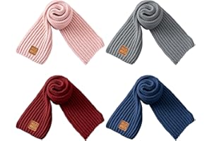 Winter Scarf Kids Neck Warmer Toddler Neck Scarf Girls Winter Scarves 2-12 Years Boys Thick Warm Neck Warp 4 Pack (Grey+Navy+
