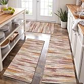 XLHOMO Kitchen Rugs Sets of 3, Non Slip Washable Kitchen Mats for Floor, Cushioned Anti-Fatigue Comfort Kitchen Mat, Rubber Backing Abstract Kitchen Floor Mat for Laundry, Desk, Sink, Office